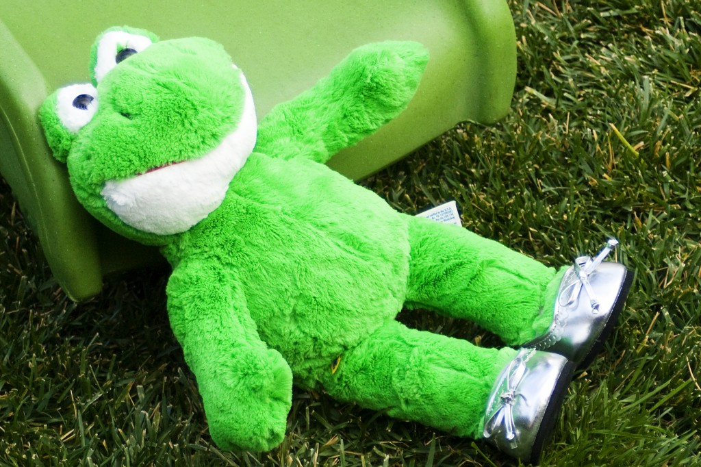 Ribbit wears silver shoes. Olivia told me she wanted a matching pair. As do I. 